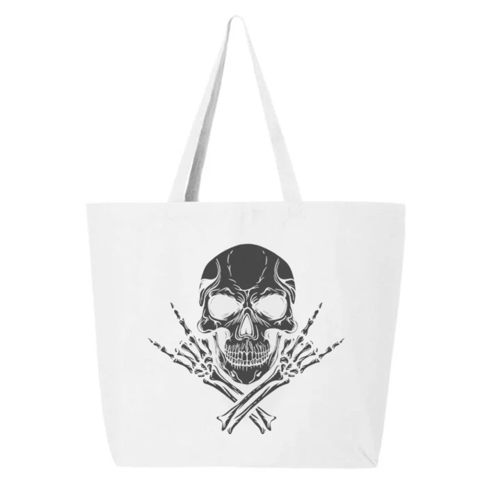 Mano Cornuta Cool Music Skull Rocker Greeting Grey Skull 25L Jumbo Tote