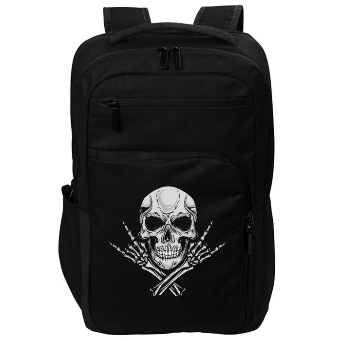 Mano Cornuta Cool Music Skull Rocker Greeting Skull Impact Tech Backpack