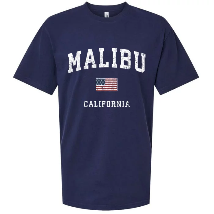 Malibu California Ca Vintage American Flag Sports Design Cute Gift Sueded Cloud Jersey T-Shirt