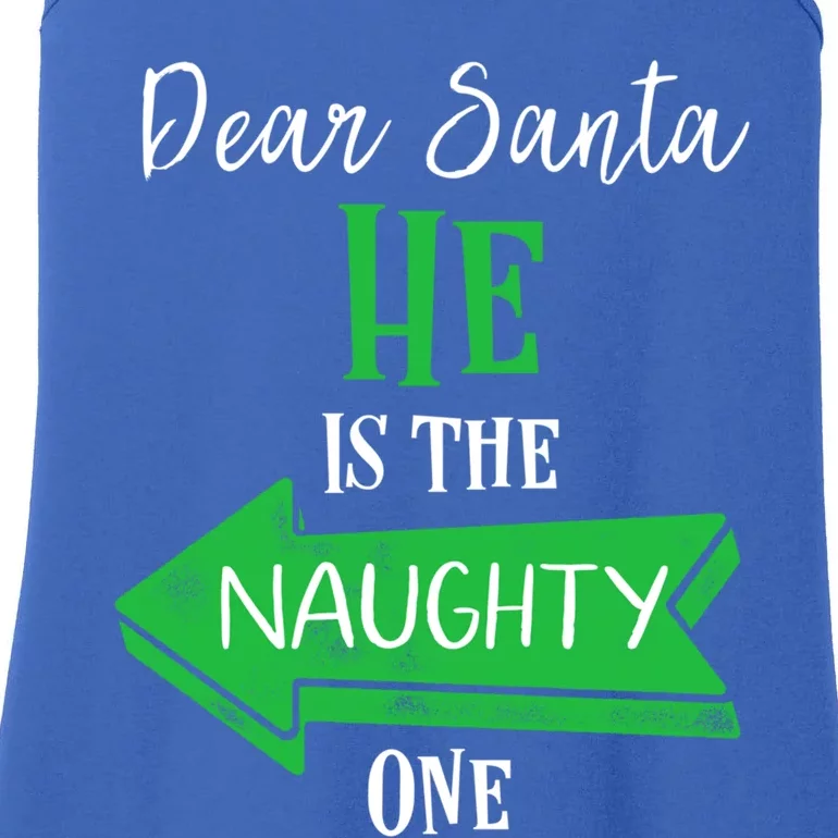 Matching Christmas Couples Sweater He Is The Naughty One Gift Ladies Essential Tank