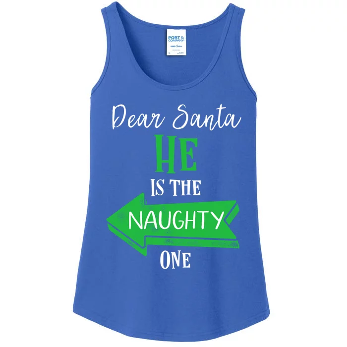 Matching Christmas Couples Sweater He Is The Naughty One Gift Ladies Essential Tank