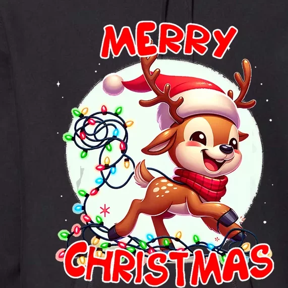 Merry Christmas Christmas Reindeer Christmas Lights Tangled Tank Top Premium Hoodie