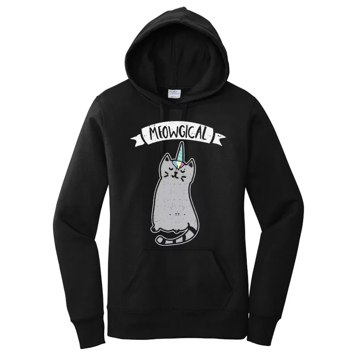 Meowgical Caticorn Cat Unicorn Magical Creature Gift Women's Pullover Hoodie