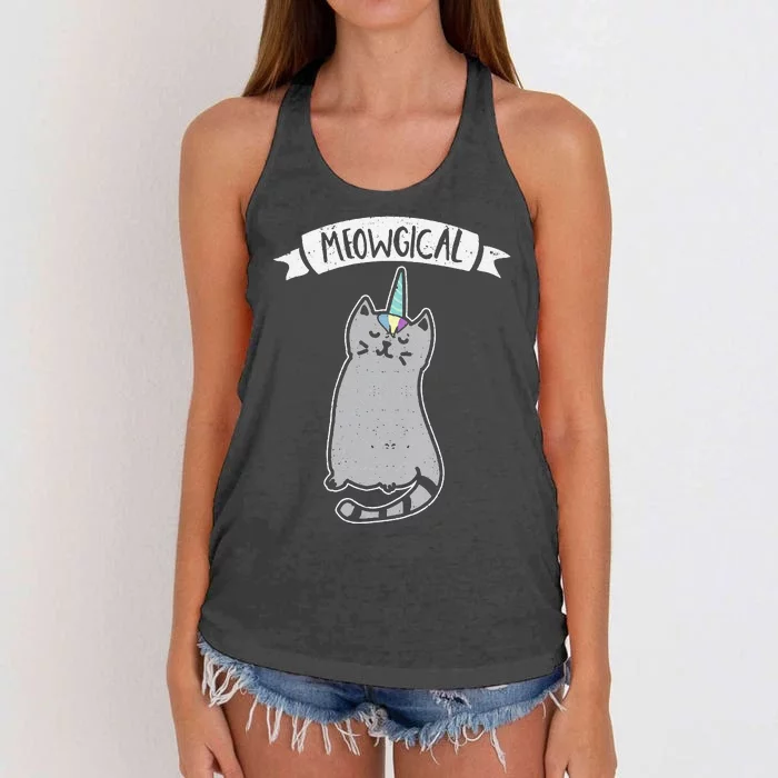 Meowgical Caticorn Cat Unicorn Magical Creature Gift Women's Knotted Racerback Tank