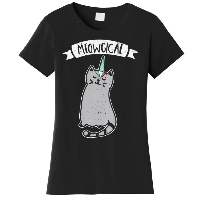 Meowgical Caticorn Cat Unicorn Magical Creature Gift Women's T-Shirt