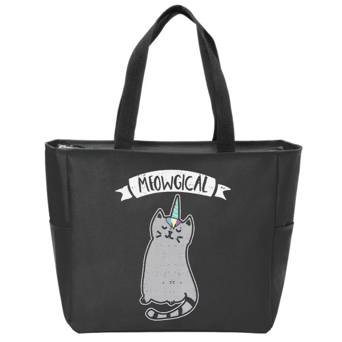 Meowgical Caticorn Cat Unicorn Magical Creature Gift Zip Tote Bag