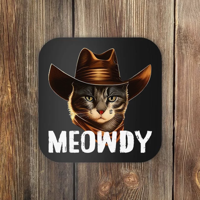 Meowdy Cat Cow Funny Cat Meme Coaster