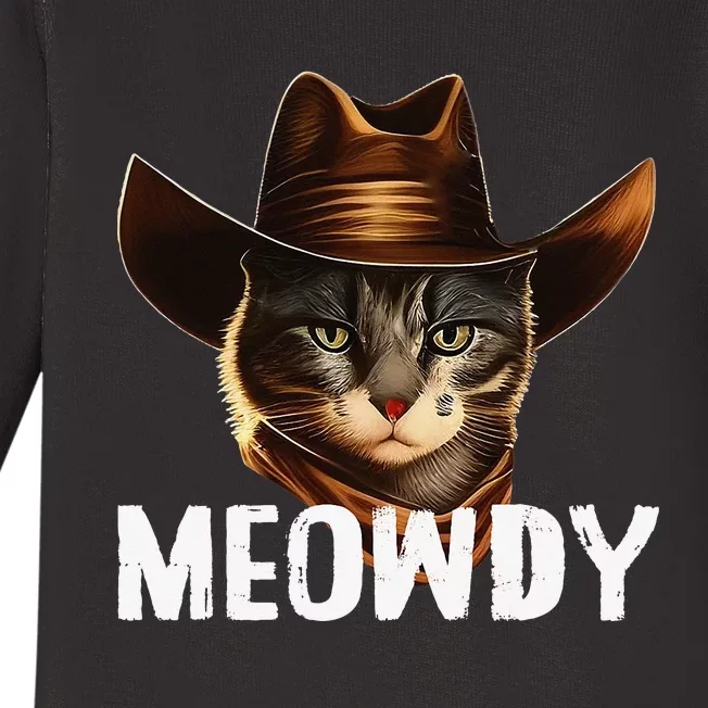 Meowdy Cat Cow Funny Cat Meme Baby Long Sleeve Bodysuit