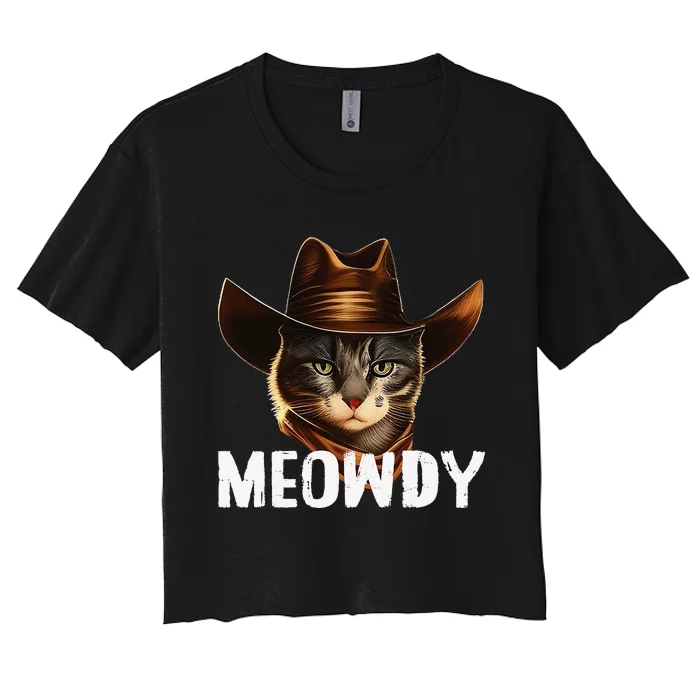 Meowdy Cat Cow Funny Cat Meme Women's Crop Top Tee