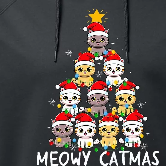 Meowy Catmas Cat Christmas Tree Xmas  Funny Santa Performance Fleece Hoodie