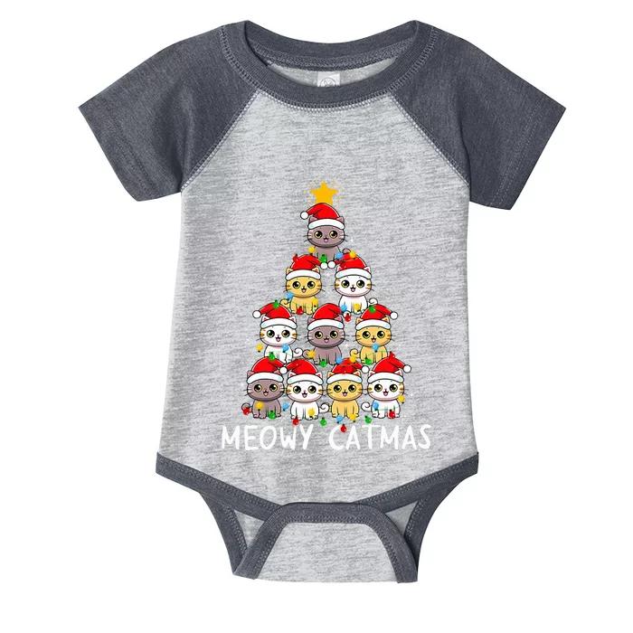 Meowy Catmas Cat Christmas Tree Xmas  Funny Santa Infant Baby Jersey Bodysuit