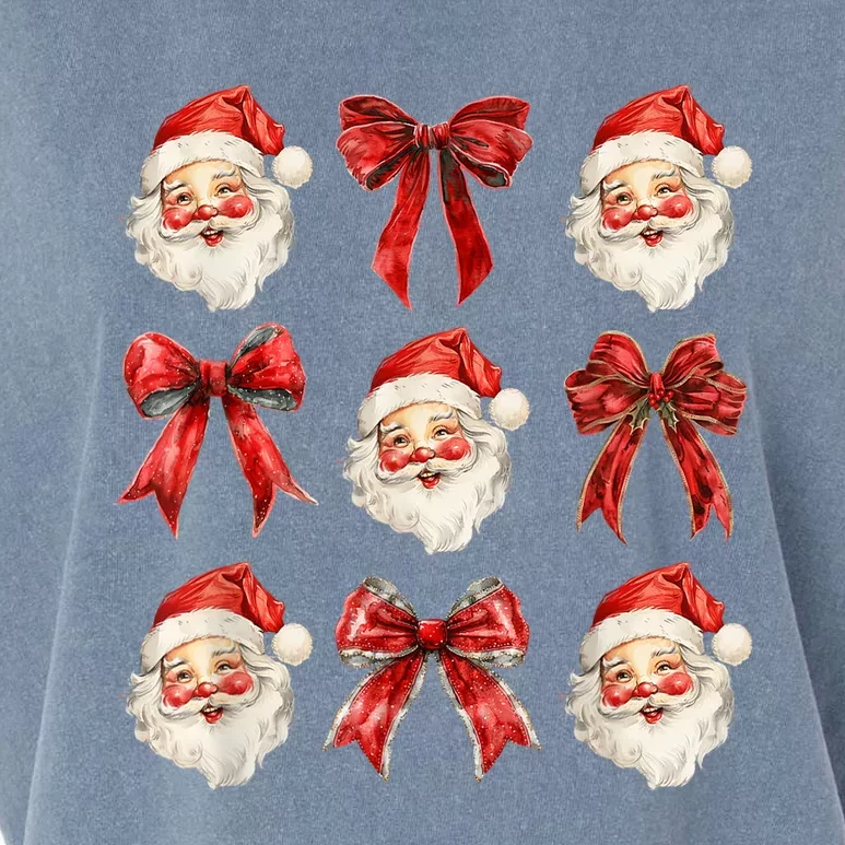 Merry Christmas Coquette Bow Cute Santa Claus Women Xmas Pajamas Gift Garment-Dyed Women's Muscle Tee