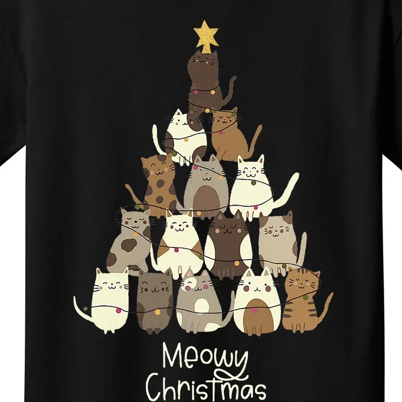 Meowy Christmas Cat Lover Kids T-Shirt