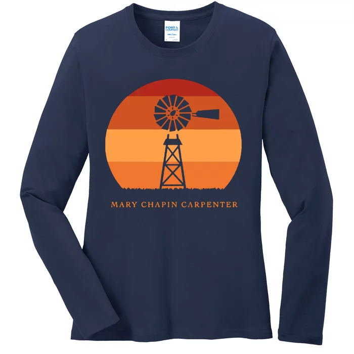 Mary Chapin Carpenter Windmill Retro Vintage Sunset Ladies Long Sleeve Shirt