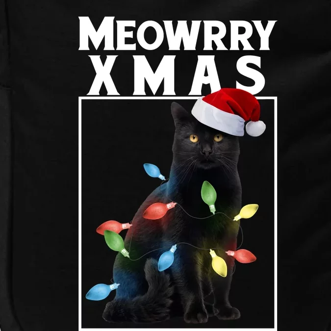 Meowy Christmas Cat With Lights And Santa Hat Impact Tech Backpack