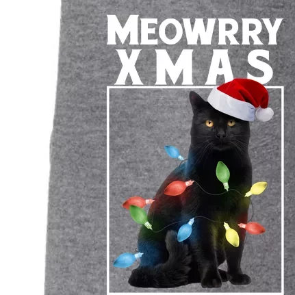 Meowy Christmas Cat With Lights And Santa Hat Doggie 3-End Fleece Hoodie