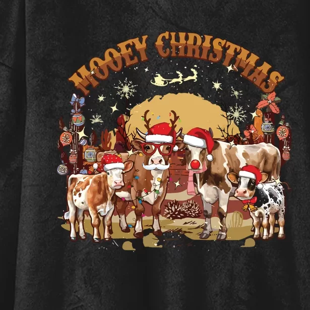 Mooey Christmas Cows Hooded Wearable Blanket