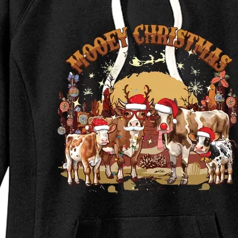 Mooey Christmas Cows Women's Fleece Hoodie