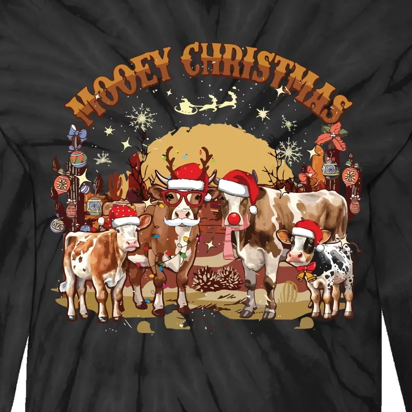 Mooey Christmas Cows Tie-Dye Long Sleeve Shirt