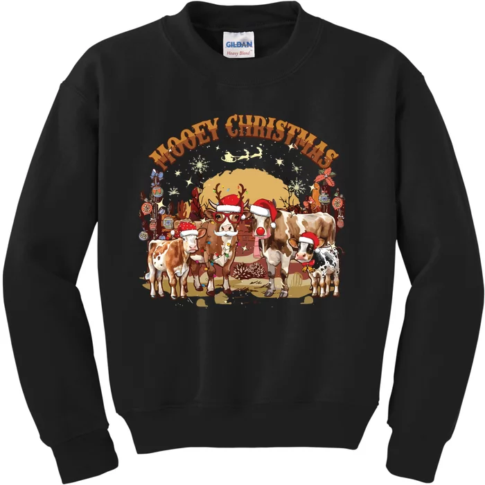 Mooey Christmas Cows Kids Sweatshirt