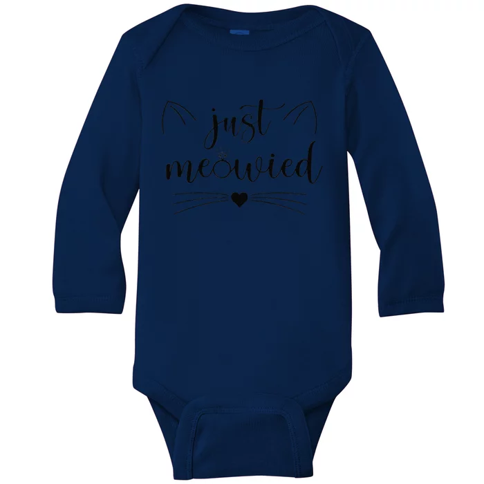 Married Couple Cat Just Meowied Funny Cat Lover Couple Baby Long Sleeve Bodysuit