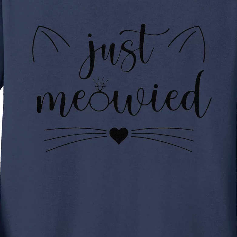 Married Couple Cat Just Meowied Funny Cat Lover Couple Kids Long Sleeve Shirt