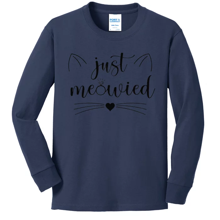 Married Couple Cat Just Meowied Funny Cat Lover Couple Kids Long Sleeve Shirt