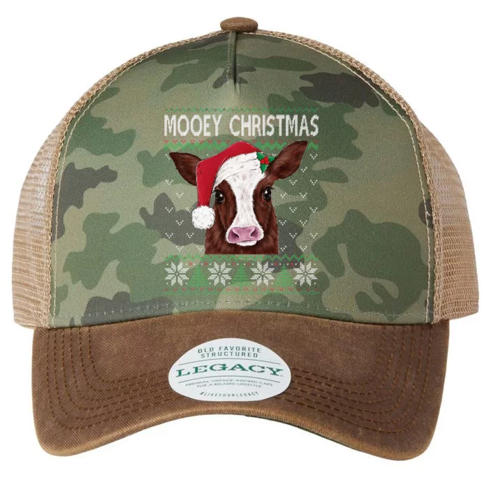 Mooey Christmas Cow Christmas Ugly Sweater Legacy Tie Dye Trucker Hat