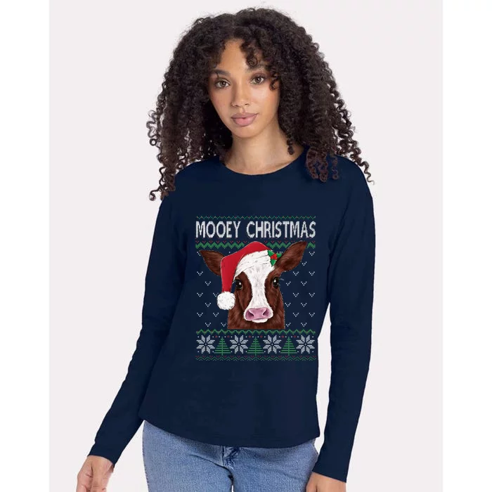 Mooey Christmas Cow Christmas Ugly Sweater Womens Cotton Relaxed Long Sleeve T-Shirt