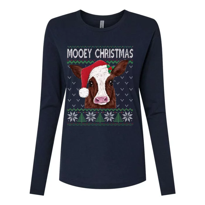 Mooey Christmas Cow Christmas Ugly Sweater Womens Cotton Relaxed Long Sleeve T-Shirt