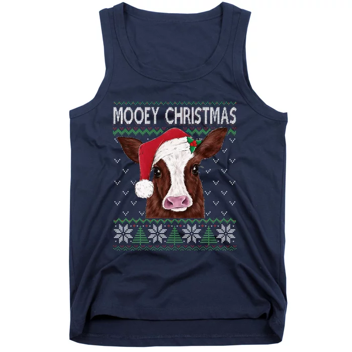 Mooey Christmas Cow Christmas Ugly Sweater Tank Top