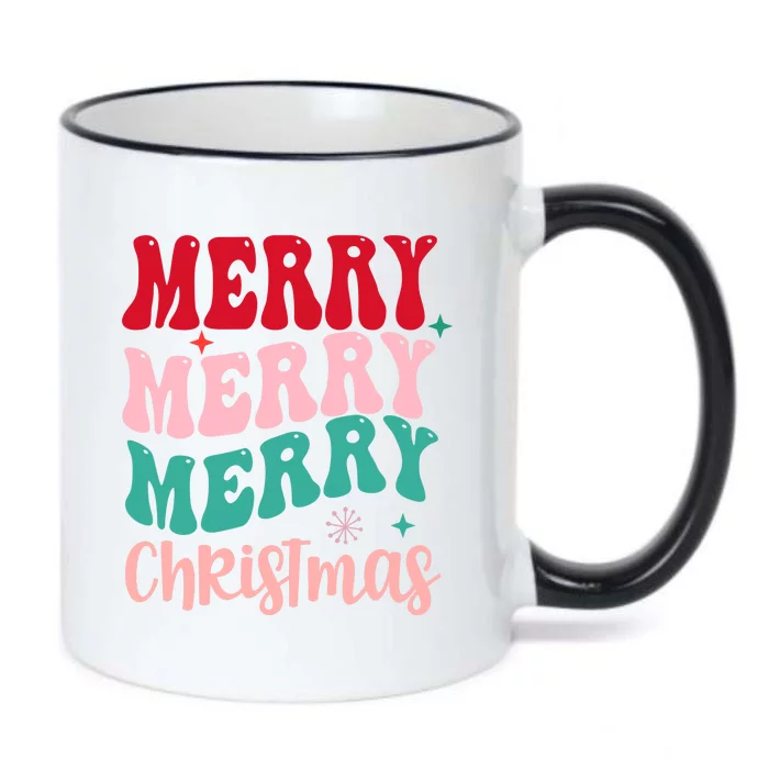 Merry Christmas Cute Holiday Groovy Black Color Changing Mug