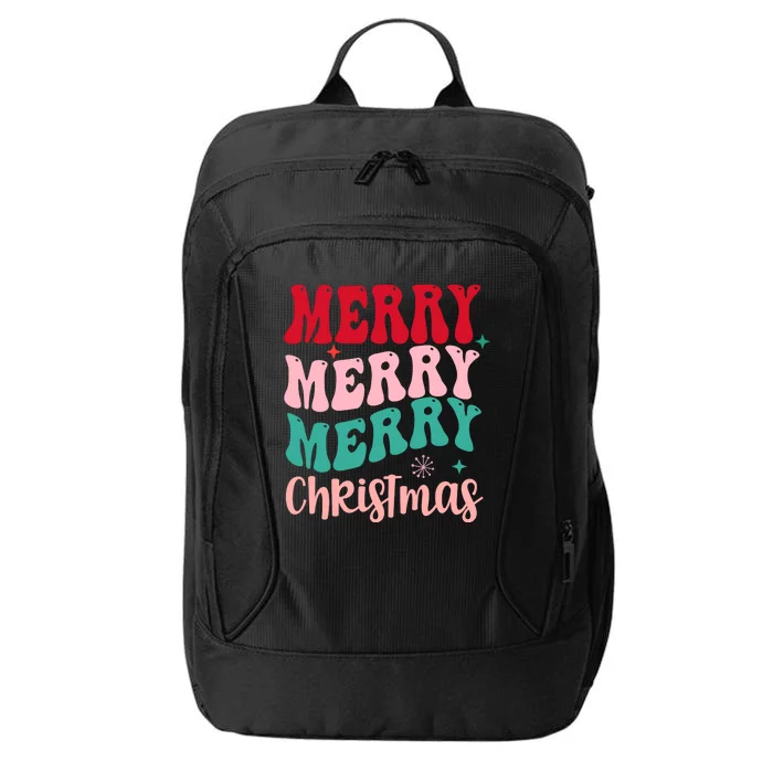 Merry Christmas Cute Holiday Groovy City Backpack