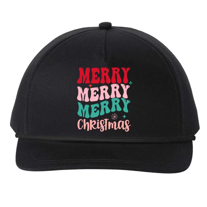 Merry Christmas Cute Holiday Groovy Snapback Five-Panel Rope Hat