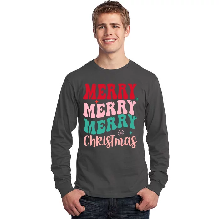 Merry Christmas Cute Holiday Groovy Tall Long Sleeve T-Shirt