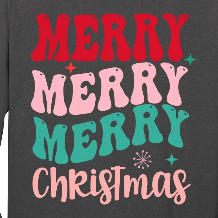 Merry Christmas Cute Holiday Groovy Tall Long Sleeve T-Shirt