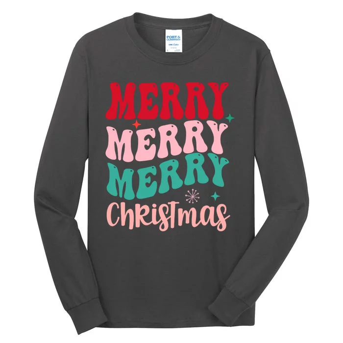 Merry Christmas Cute Holiday Groovy Tall Long Sleeve T-Shirt