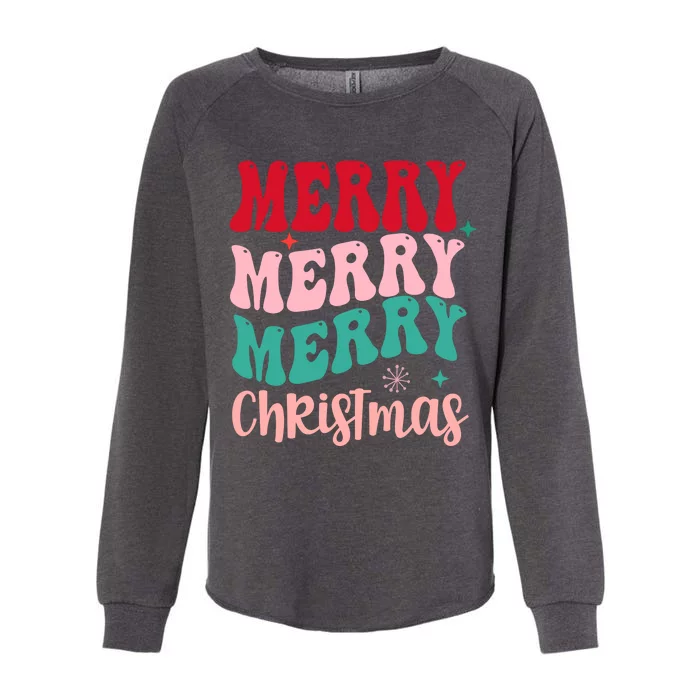 Merry Christmas Cute Holiday Groovy Womens California Wash Sweatshirt