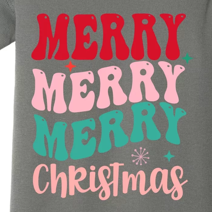 Merry Christmas Cute Holiday Groovy Baby Bodysuit