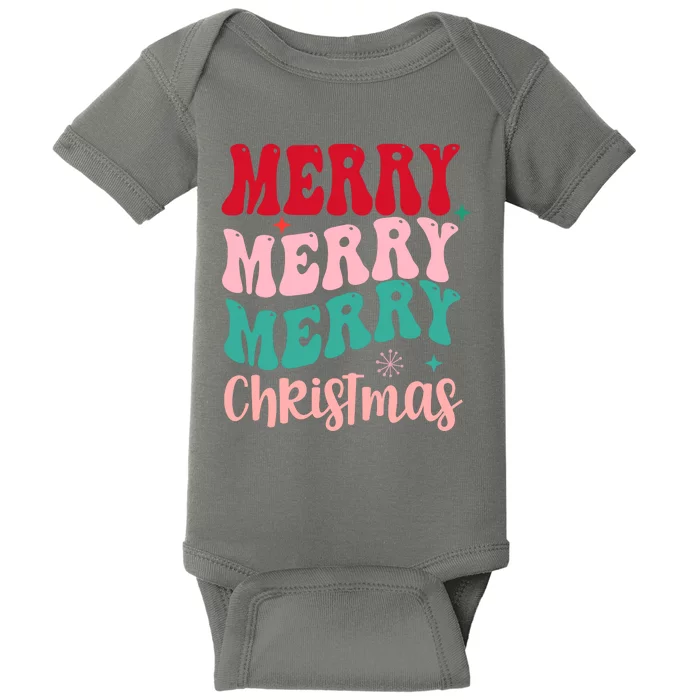 Merry Christmas Cute Holiday Groovy Baby Bodysuit