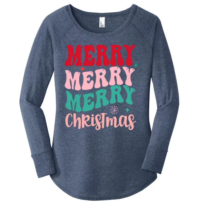 Merry Christmas Cute Holiday Groovy Women's Perfect Tri Tunic Long Sleeve Shirt