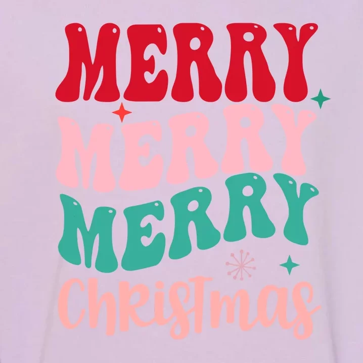 Merry Christmas Cute Holiday Groovy Garment-Dyed Sweatshirt