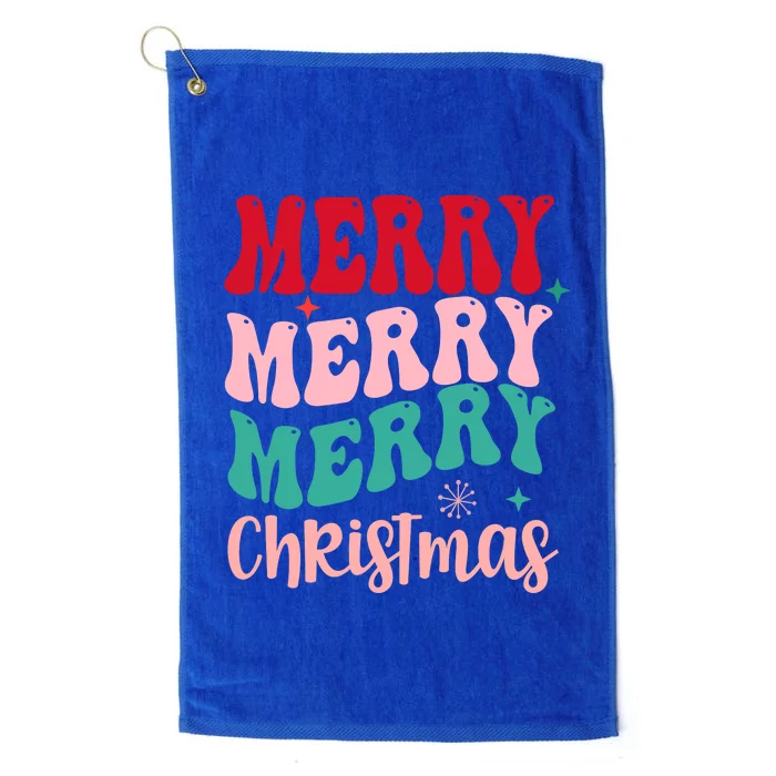 Merry Christmas Cute Holiday Groovy Platinum Collection Golf Towel