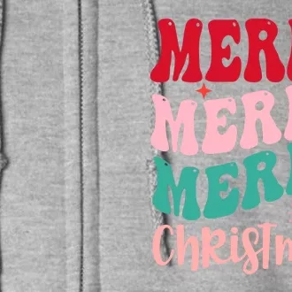 Merry Christmas Cute Holiday Groovy Full Zip Hoodie