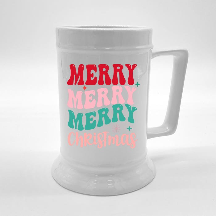 Merry Christmas Cute Holiday Groovy Front & Back Beer Stein