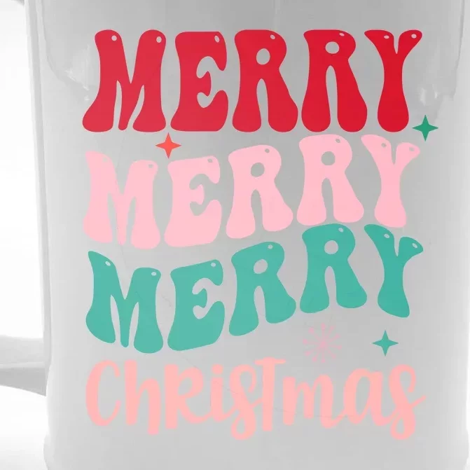 Merry Christmas Cute Holiday Groovy Front & Back Beer Stein