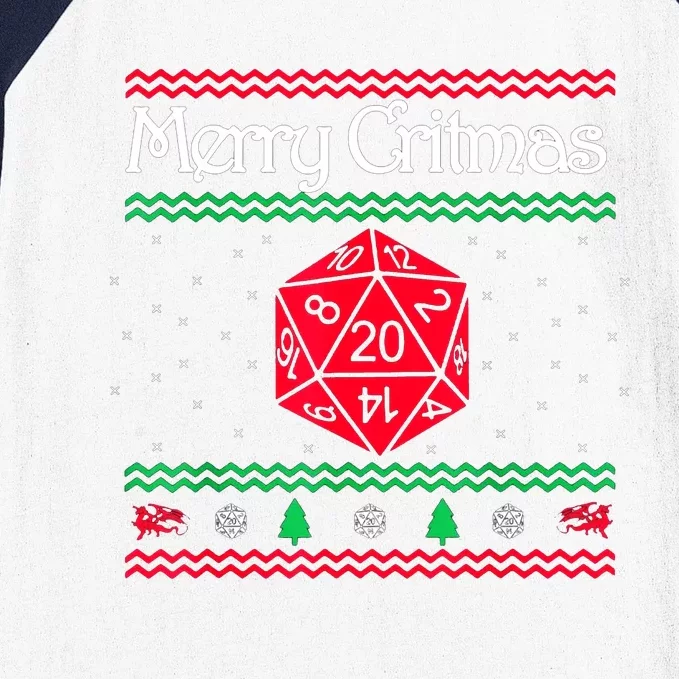 Merry Critmas Christmas D20 Rpg Board Game Role Play Baseball Sleeve Shirt