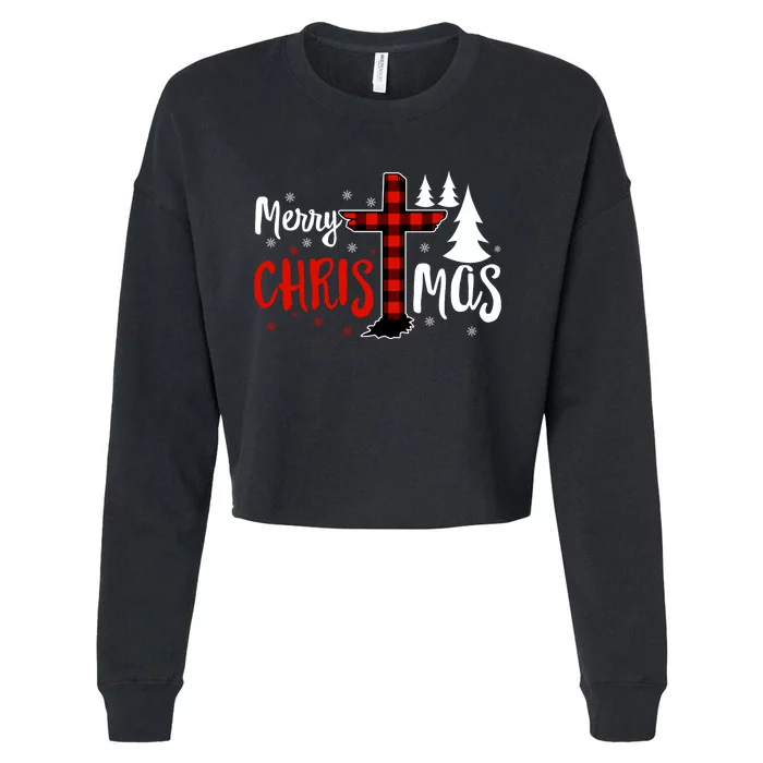 Merry Christmas Christians Buffalo Plaid Hoodie Cropped Pullover Crew