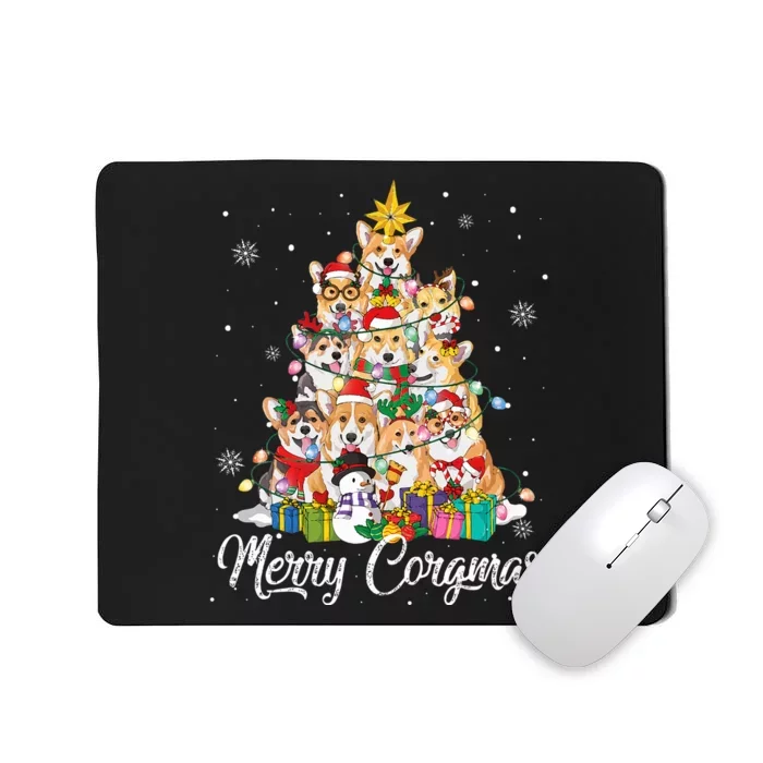 Merry Corgmas Corgi Christmas Tree Lights Santa Dog Lover Mousepad