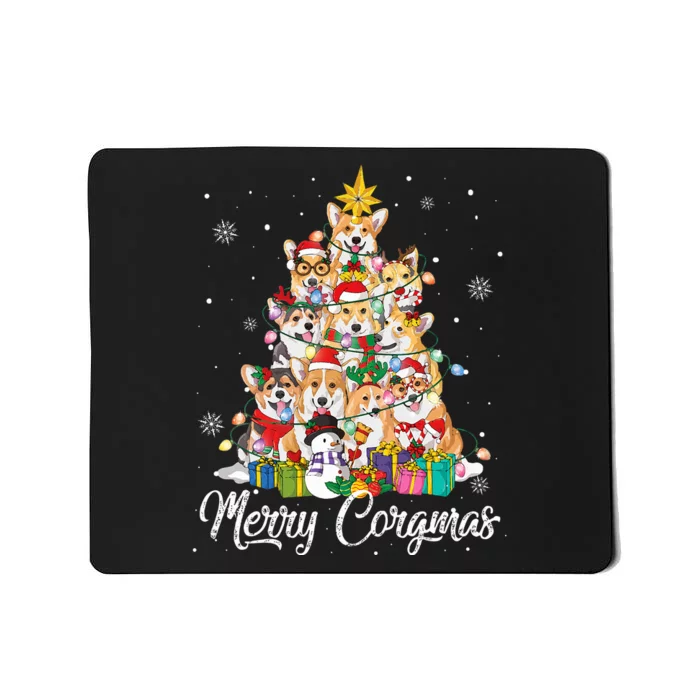 Merry Corgmas Corgi Christmas Tree Lights Santa Dog Lover Mousepad